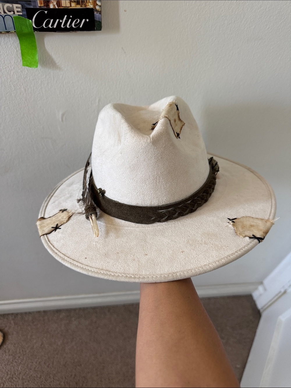 Rare la Macarena hat Tulum pyrite feather Western Fedora Hat with Braided Band